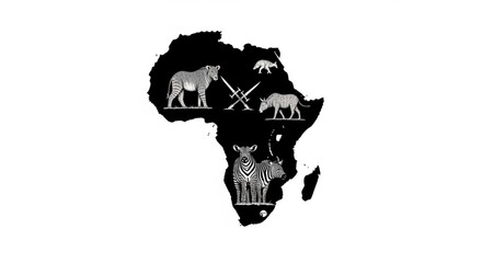 African continent map with wildlife animals illustration safari concept © Shah