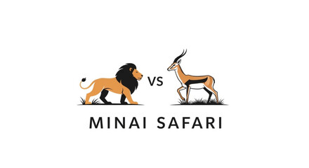 Lion versus antelope in minai safari wildlife illustration © Shah