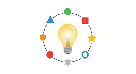 Light Bulb with Colorful Symbols. © Kuku