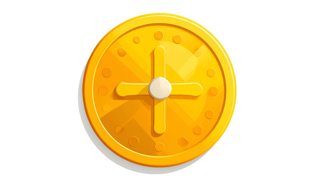 Golden circular object with intersecting lines and a central knob