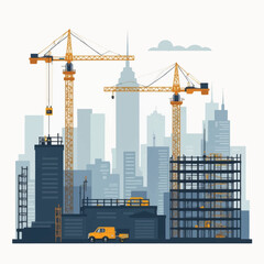 Construction Site with Cranes and Buildings 1.