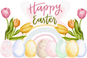 happy easter clay style cheerful pastel illustration with greetings © MonkaLemonka