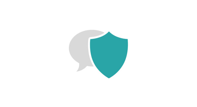Shield and speech bubble icon.