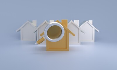 Magnifying glass searching for perfect real estate property