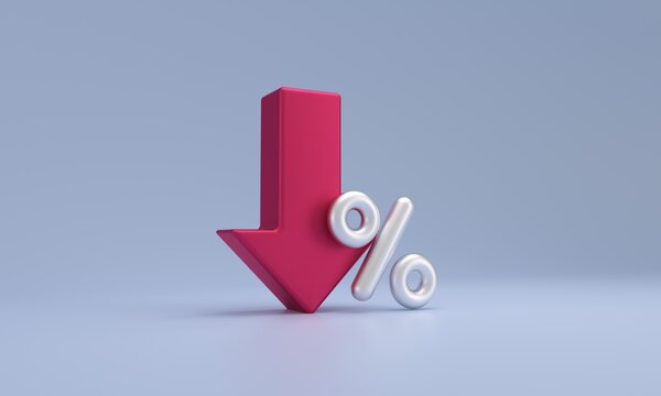 Red arrow pointing down with percentage symbol