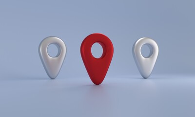 Red location pin standing out among others