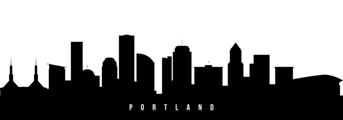Vector silhouette illustration of Portland city urban skyline. Modern minimalist cityscape graphic, perfect for travel, banners or backgrounds.