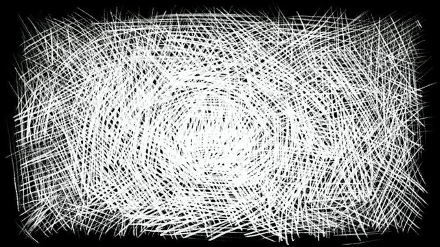 Grid hatching with white chalk pencil on black screen. Stock animation of texture filling in academic drawing style. Stock video transition in 4K quality.