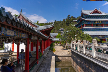 Obraz premium Main pavilion at Mufu Palace in Lijiang old town, China