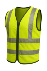 High visibility yellow safety vest with reflective stripes