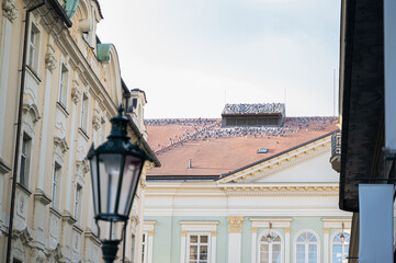 Tranquil early morning scene with classical facades and decorative ironwork © Lera.MB