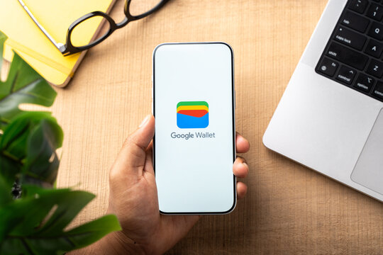 Google wallet logo is displayed on the screen of a smartphone, in Bangalore, India, on February 28, 2026