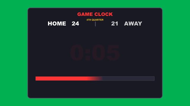 Game Clock Scoreboard with Timer and Progress Bar