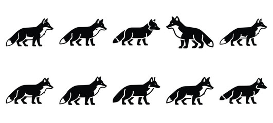 silhouette nature arctic fox drawing icons and set of graphics nature elements © Bipul
