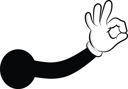 Classic cartoon hand making the ok gesture, with vector illustration