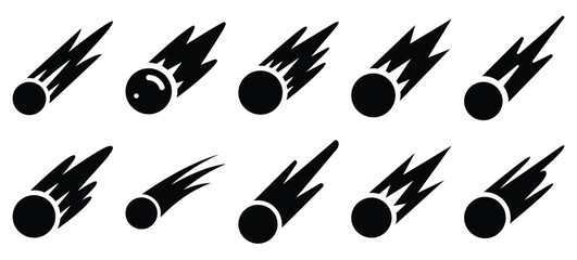 silhouette nature comet trail drawing icons and set of graphics nature elements © Bipul