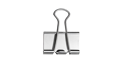 Silver paper clip isolated on a transparent background, sleek and realistic, perfect for office, stationery, organization, school, business, or work-related design projects.