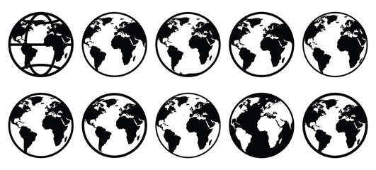 Obraz premium silhouette nature earth globe drawing icons and set of graphics nature elements
