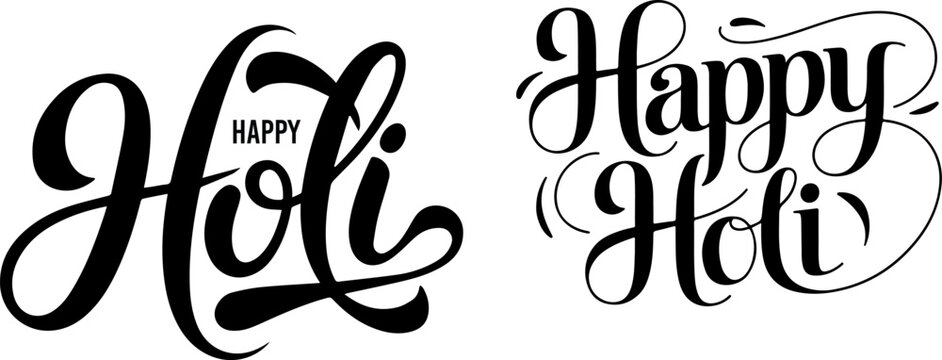 Happy holi calligraphy, happy holi typography, lettering, typo, text, text unit 4.eps