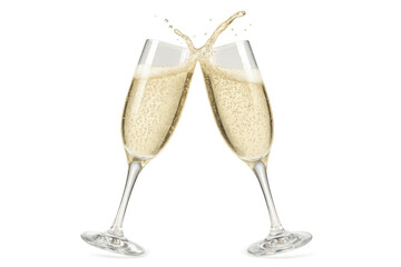 Champagne flutes clinking celebrating a moment of cheers