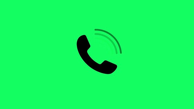 Call icon animation isolated on green background. Animation of phone button icon with ringing signal