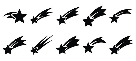 silhouette nature shooting star drawing icons and set of graphics nature elements © Bipul