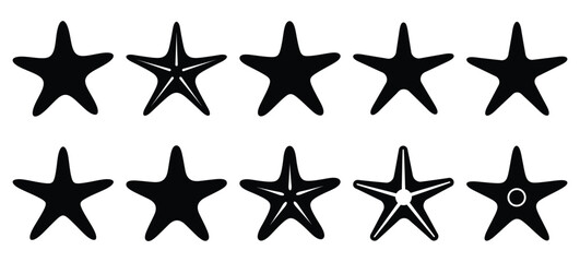 Obraz premium silhouette nature starfish shape drawing icons and set of graphics nature elements