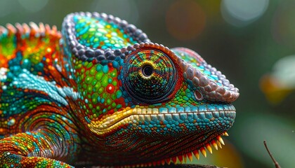 Fototapeta premium Extreme Close Up Macro Portrait of Colorful Chameleon