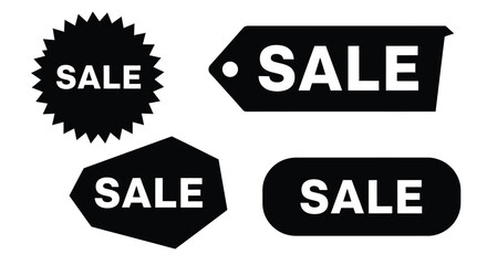 Black sale banners and labels in various shapes a striking silhouette