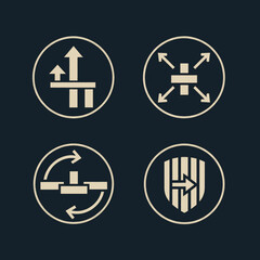 Obraz premium Four White Arrows and Symbols Icons Set.