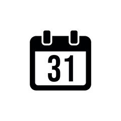 Black calendar with date 31 number