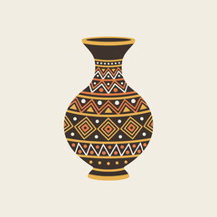 Ceramic Elegance: An intricately designed ceramic vase showcases a harmonious blend of geometric patterns and cultural heritage, a testament to timeless artistry.
