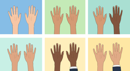 Fototapeta premium diverse hands, different skin tones, unity concept, support, inclusion