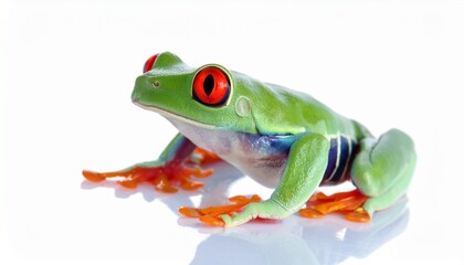 Obraz premium Red-eyed tree frog on white background, red-eyed tree frog 8