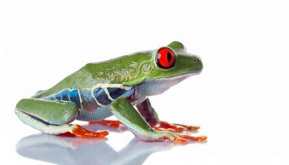 Obraz premium Red-eyed tree frog on white background, red-eyed tree frog 6