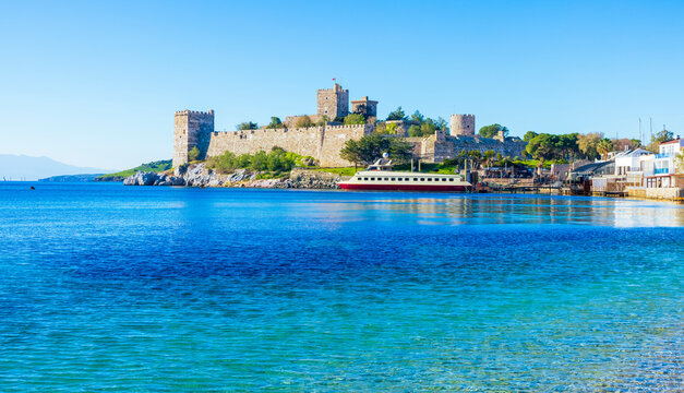 Bodrum castle and city landscape in Turkey