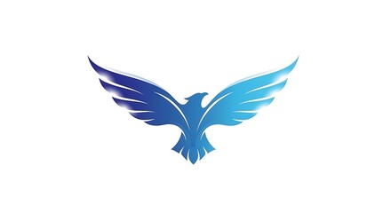 Fototapeta premium Vibrant blue bird in flight with outstretched wings on white background