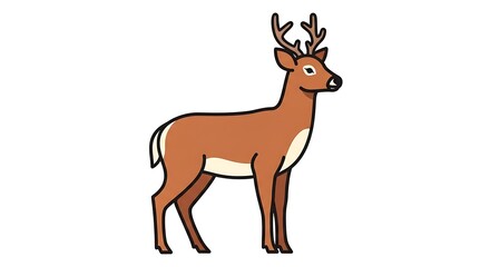 Fototapeta premium Illustration of a Deer with Antlers Standing.