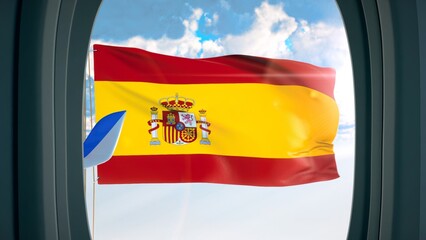 Obraz premium Spain Flag From Airplane Window
