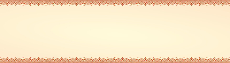 Traditional Indian Decorative Border Banner with Intricate Ethnic Patterns on Cream Background for Wedding Invitations, Festivals, and Cultural Greeting Cards.