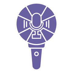 Purple microphone icon with white lines and transparent background icon