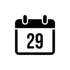 Black calendar with the number 29 white date