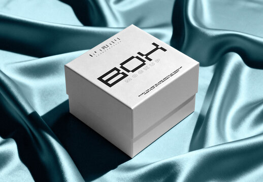 Jewelry Box Mockup on Satin Fabric