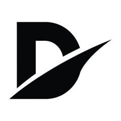 Stylized letter D with leaf or wing element design symbol icon