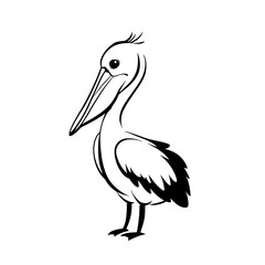 Fototapeta premium Pelican. Pelican simple black and white line art vector logo