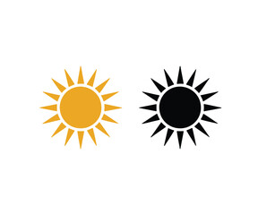Sun icons in yellow and black color  simple design elements