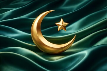 Luxury Islamic Abstract with Gold Crescent Moon and Star
