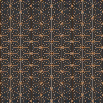 Sophisticated Japanese Seamless Pattern Background with Thin Copper Line on Dark Charcoal Grey
