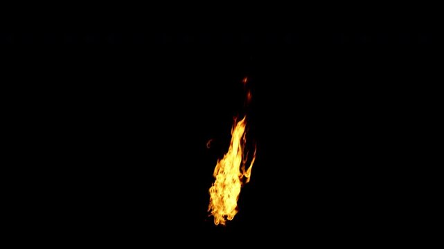 Fire flame in the wind, seamless loop, opaque, 4k 30p, with alpha channel for transparent background aka no background