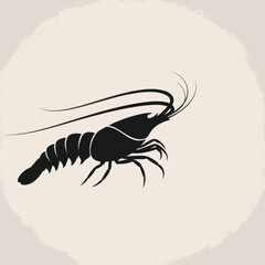 Obraz premium Black Silhouette of a Shrimp.